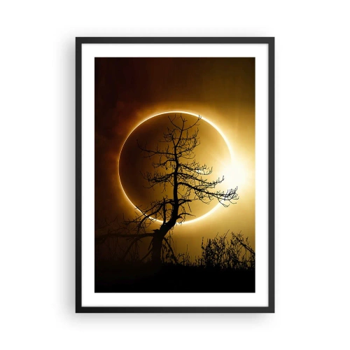 Pôster com moldura preta - Um pôr do sol fenomenal com uma árvore em primeiro plano - 50x70cm - Eclipse total - Decoração de parede moderna para a sala de estar e quarto ARTTOR