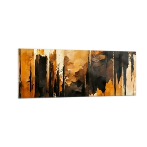 Quadro em vidro - Harmonia de preto e dourado - 140x50 cm