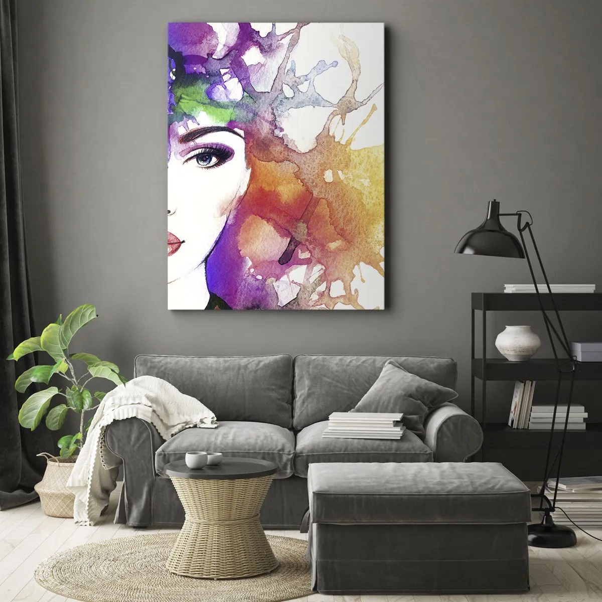 Quadro em tela - Com a cabeça nas nuvens - 55x100 cm