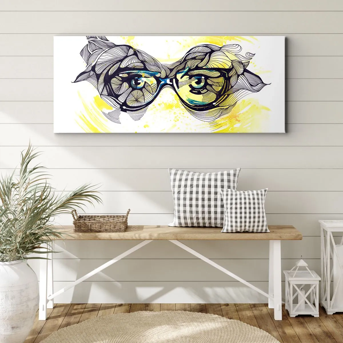 Quadro em tela - Através de óculos azuis - 140x50 cm
