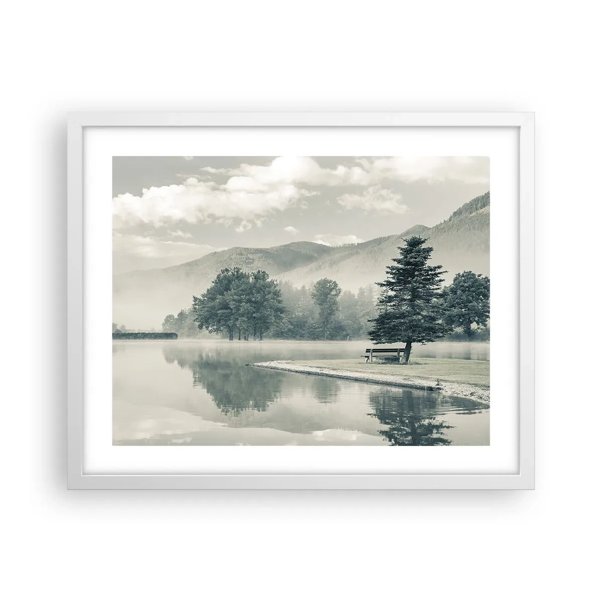 Pôster em moldura branca - O lago ainda está a dormir - 50x40 cm