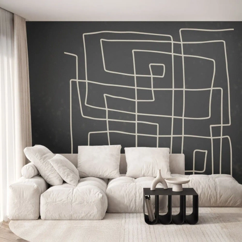 Papel de Parede Premium Canvas - Não é tão simples - Abstração, Pedaço, Preto e branco - 300x210 cm
