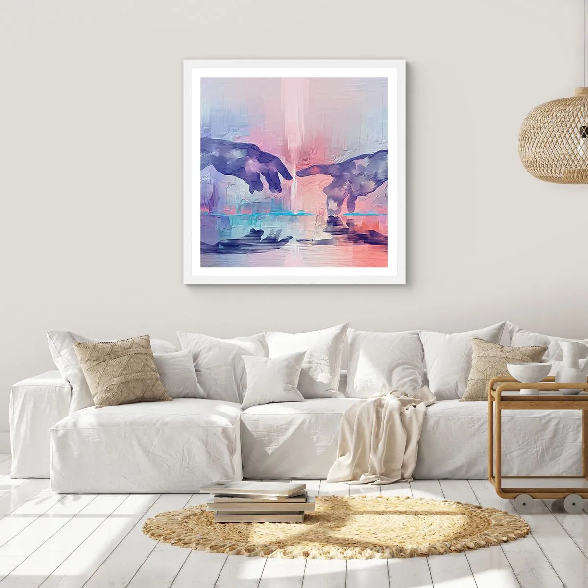 Pôster em moldura branca - Faísca divina da vida - 40x40 cm