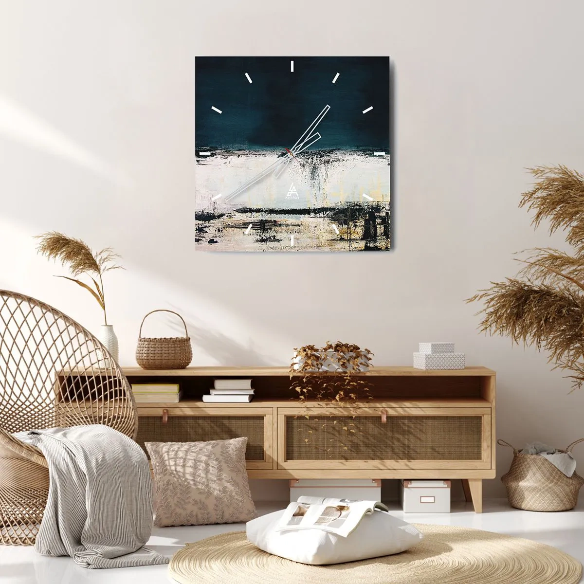 Relógio de parede - Relógio em vidro - Composição horizontal - 40x40 cm