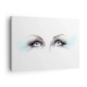 Quadro em tela - Aquarela com olhos azuis e detalhes delicados - 70x50cm - Olhos de anjo? - Decoração de parede moderna para a sala de estar e quarto ARTTOR