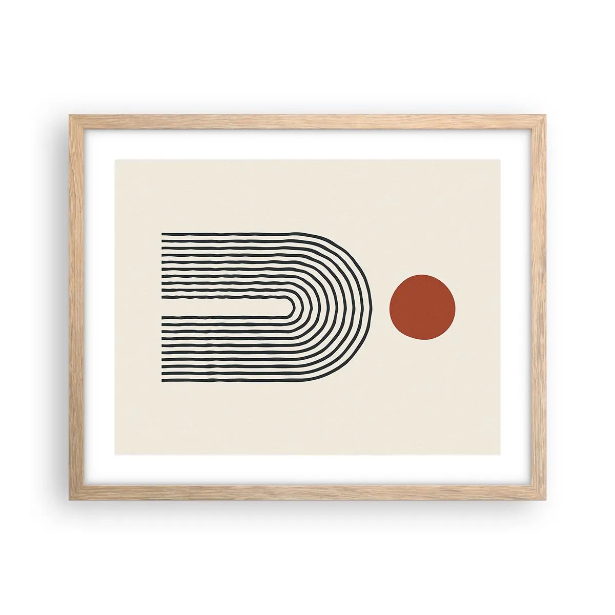 Pôster com moldura de carvalho claro - Magnetismo de formas e cores - 50x40 cm