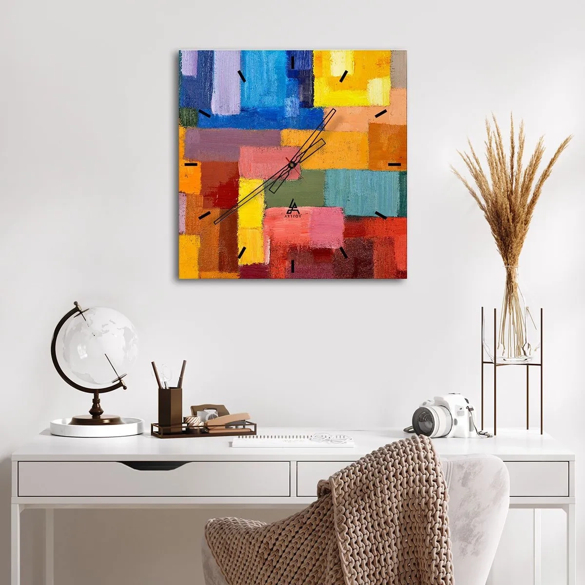 Relógio de parede - Relógio em vidro - Cada um diferente, todos coloridos - 30x30 cm