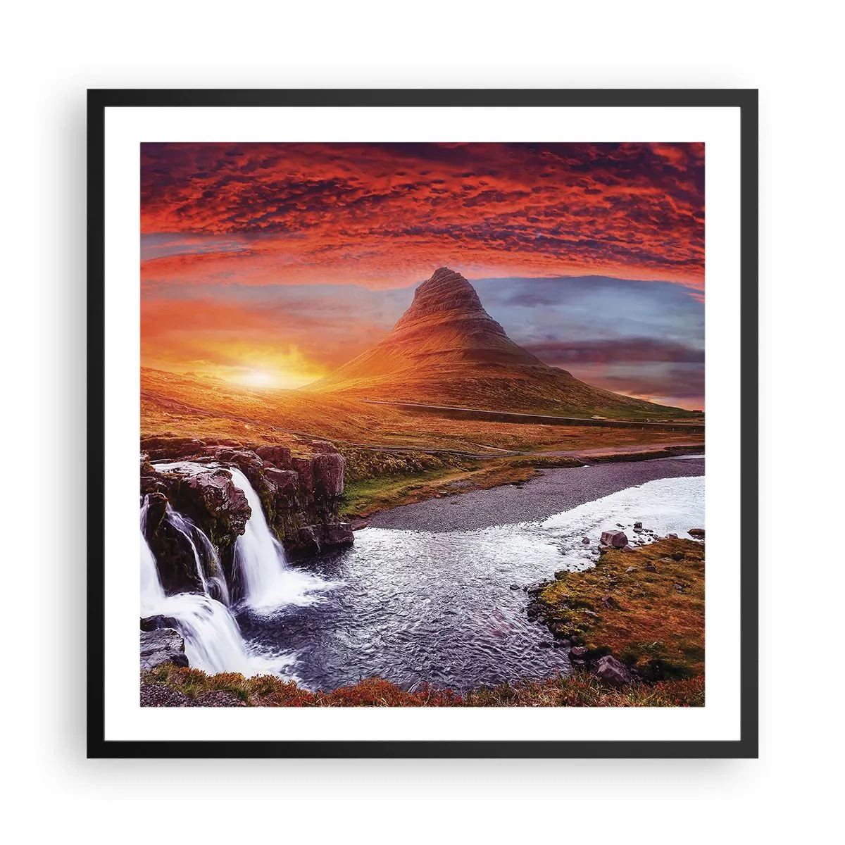 Pôster com moldura preta - A vista da Terra Média - 60x60 cm
