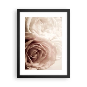 Pôster com moldura preta - No coração de uma rosa - 30x40 cm