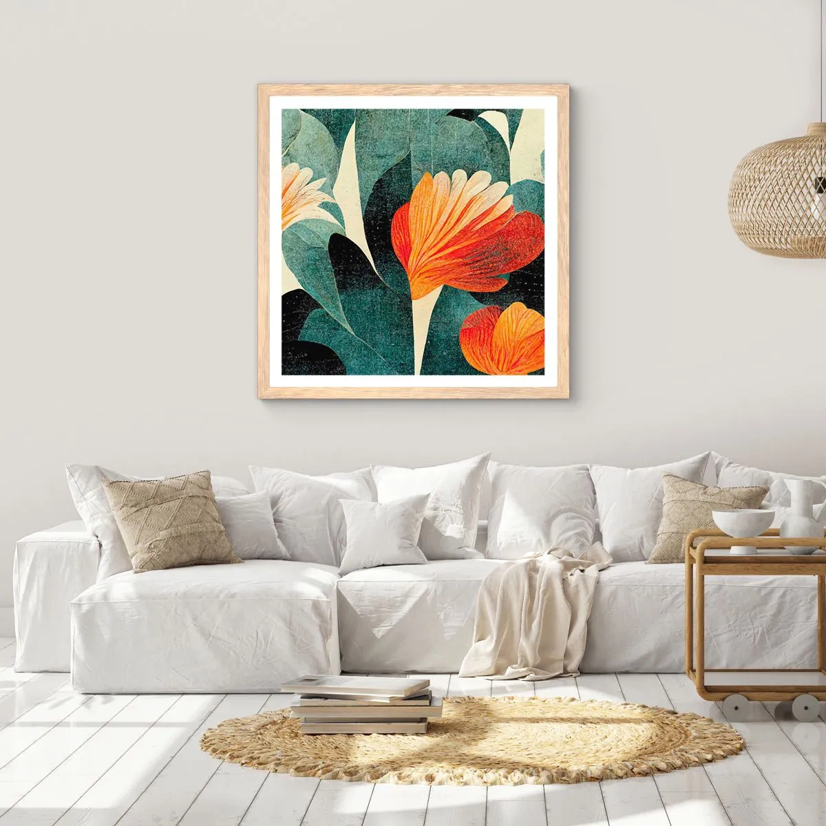 Pôster com moldura de carvalho claro - O calor dos trópicos e o frescor da vegetação - 60x60 cm