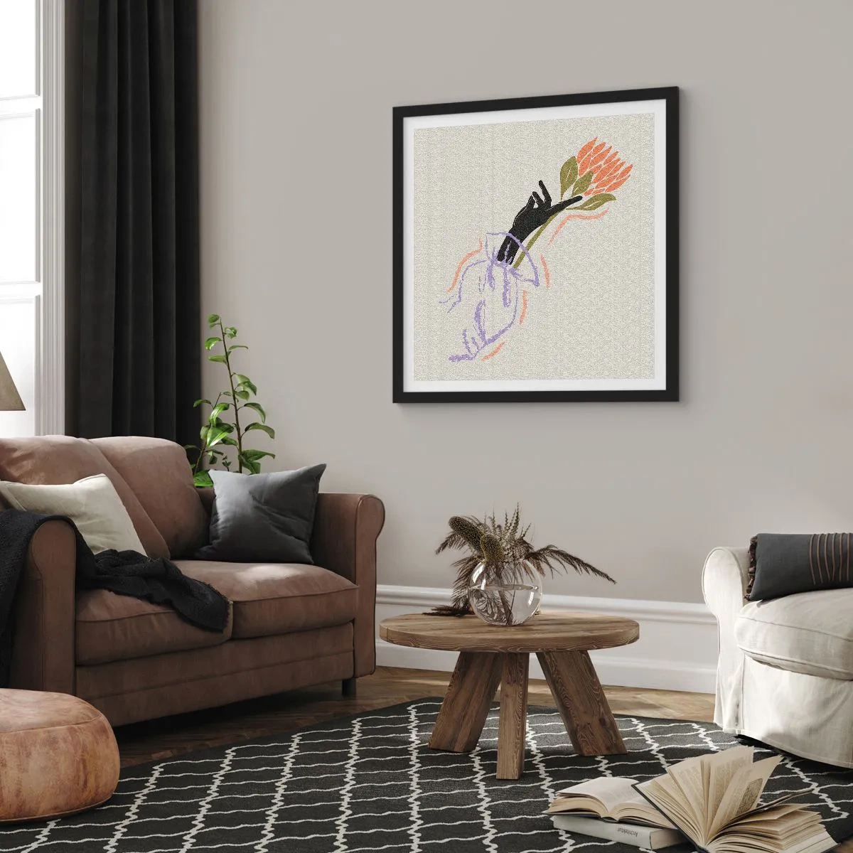 Pôster com moldura preta - Toque fraterno - 30x30 cm