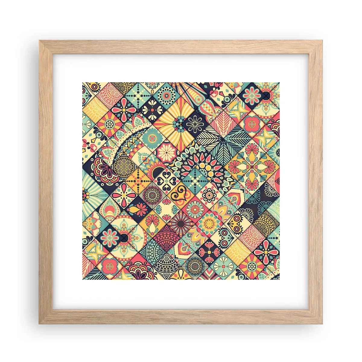 Pôster com moldura de carvalho claro - Vibrações marroquinas - 30x30 cm