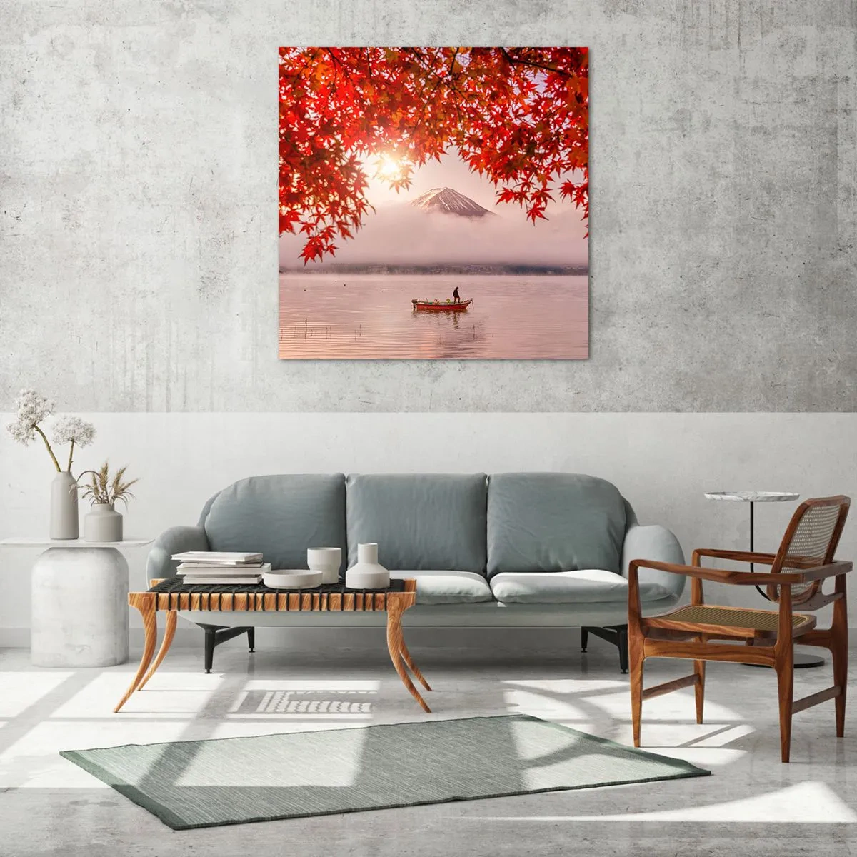 Quadro em vidro - No clima japonês - 30x30 cm