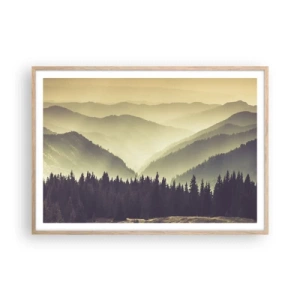 Pôster com moldura de carvalho claro - Atrás das sete montanhas... - 100x70 cm