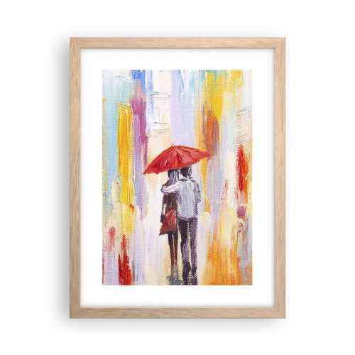 Pôster com moldura de carvalho claro - Que continue a chover - 30x40 cm