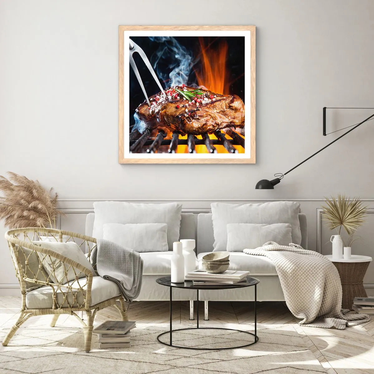 Pôster com moldura de carvalho claro - Suculenta e de bom cheiro - 40x40 cm