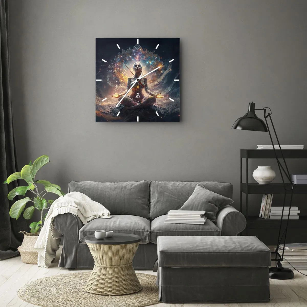 Relógio de parede - Relógio em vidro - Fluxo de boa energia - 40x40 cm