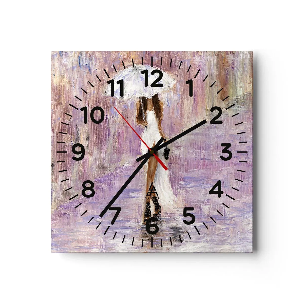 Relógio de parede - Relógio em vidro - Na chuva lilás - 30x30 cm