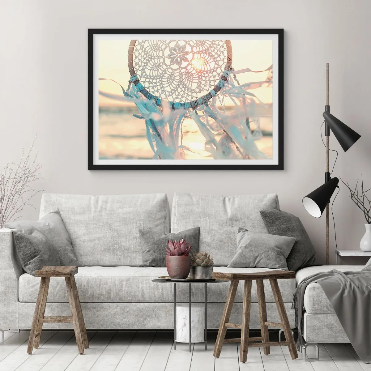 Pôster com moldura preta - Totem de renda - 100x70 cm