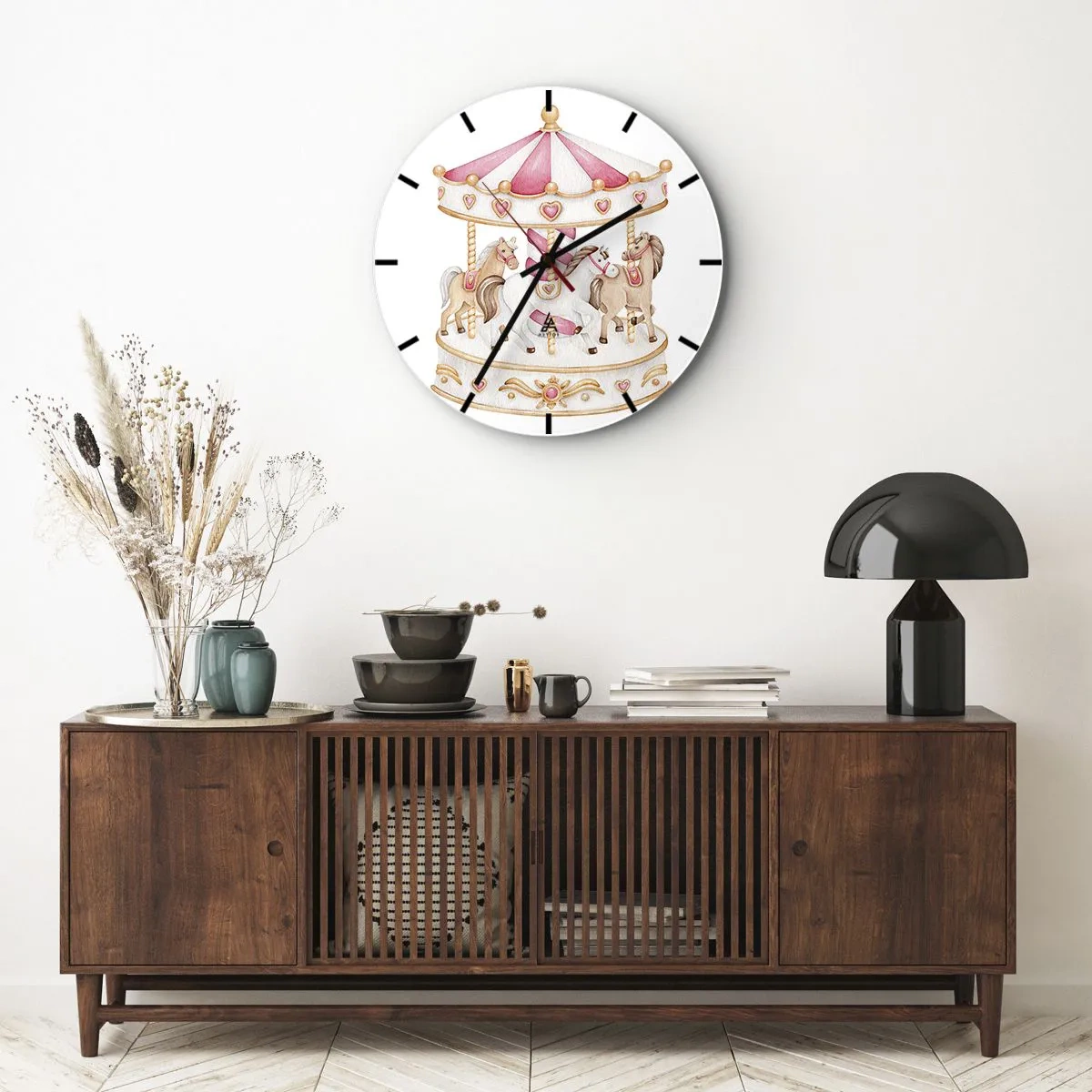 Relógio de parede - Relógio em vidro - O doce mundo da infância - 30x30 cm