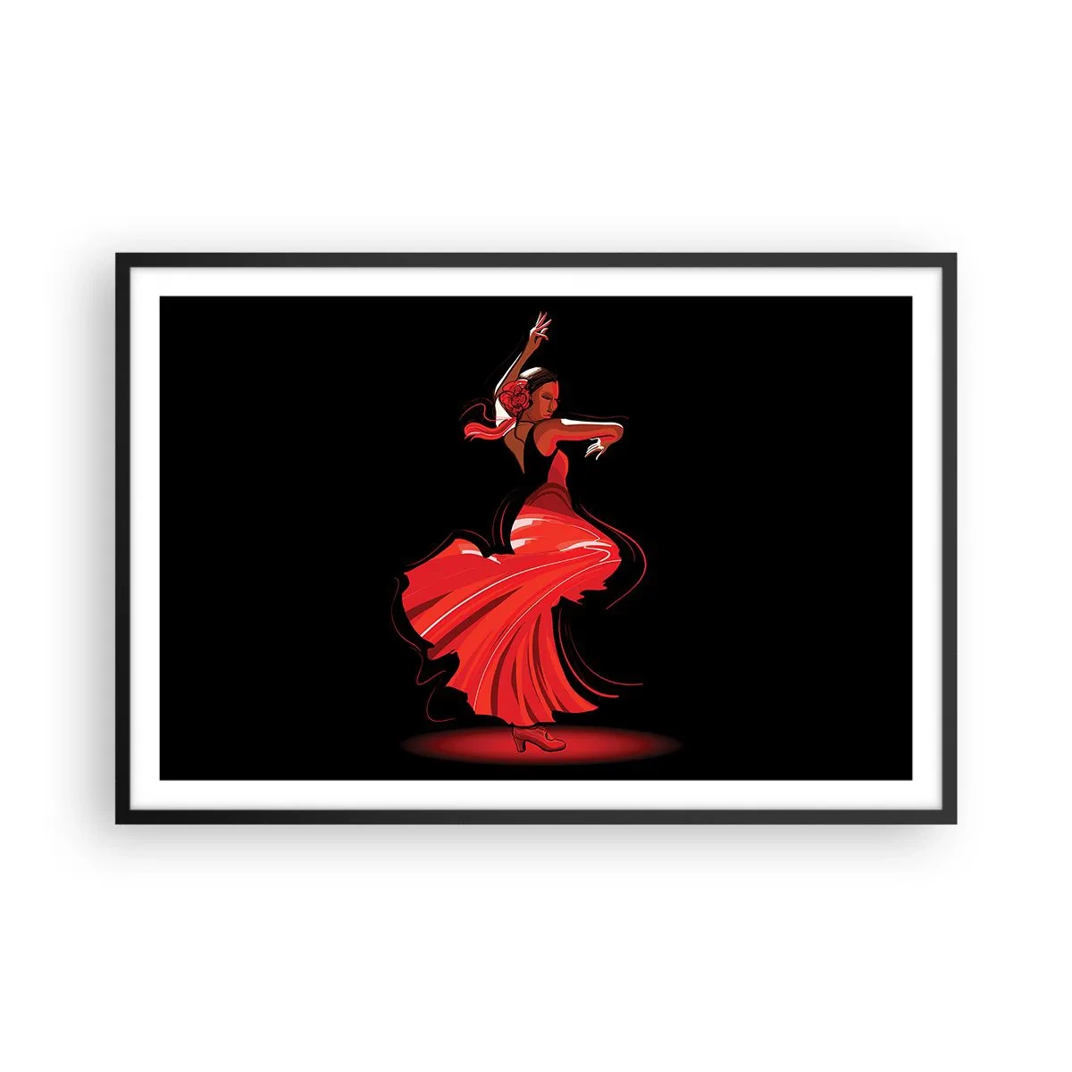 Pôster com moldura preta - O espírito ardente do flamenco - 91x61 cm