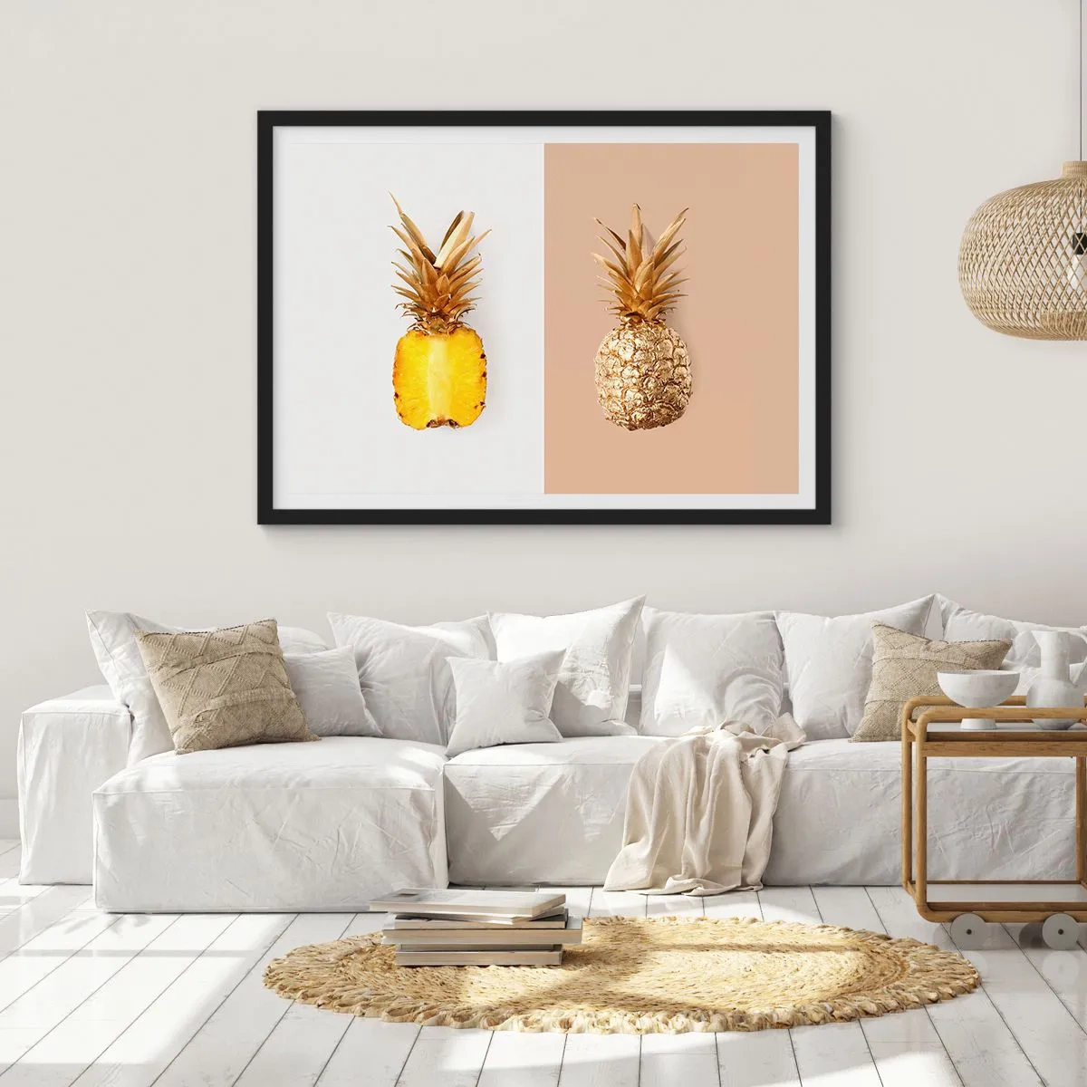 Pôster com moldura preta - Ananás para nós - 70x50 cm