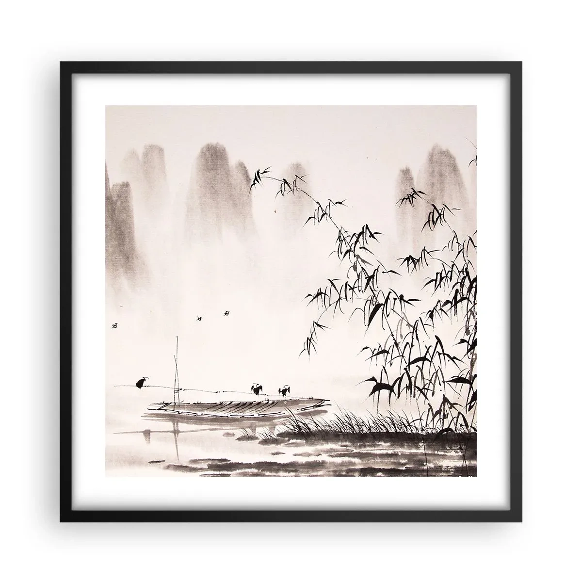 Pôster com moldura preta - O silêncio dos campos de arroz - 50x50 cm