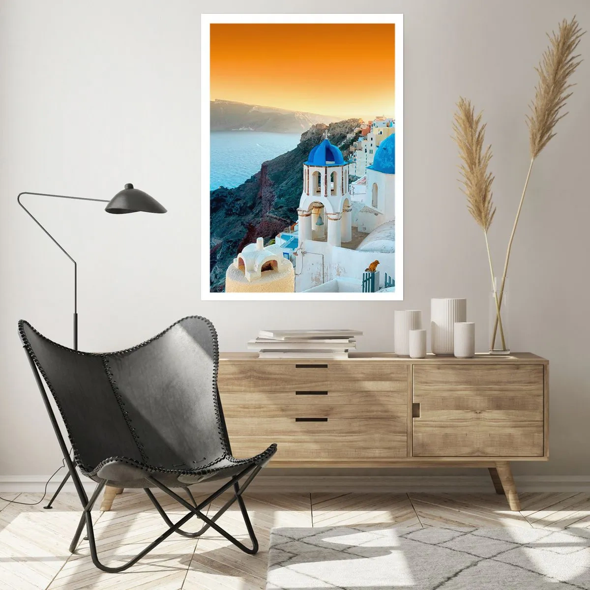 Pôster - Santorini - abraçada às rochas - 50x70 cm