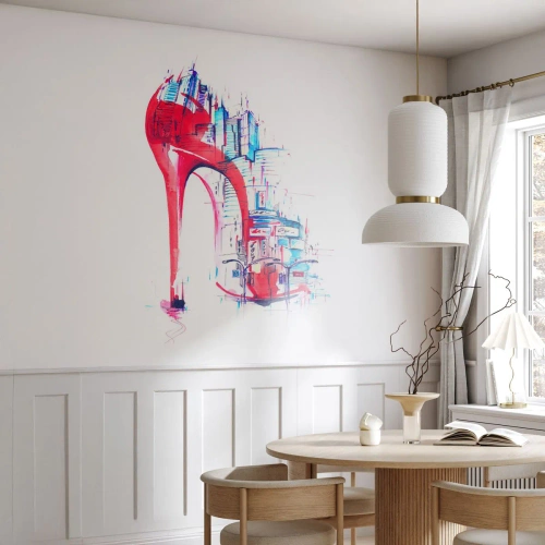 Papel de Parede Standard Eco - Composição abstrata de um alfinete e uma cidade - 100x70cm - Elegância metropolitana - Decoração de parede moderna para a sala de estar e quarto ARTTOR