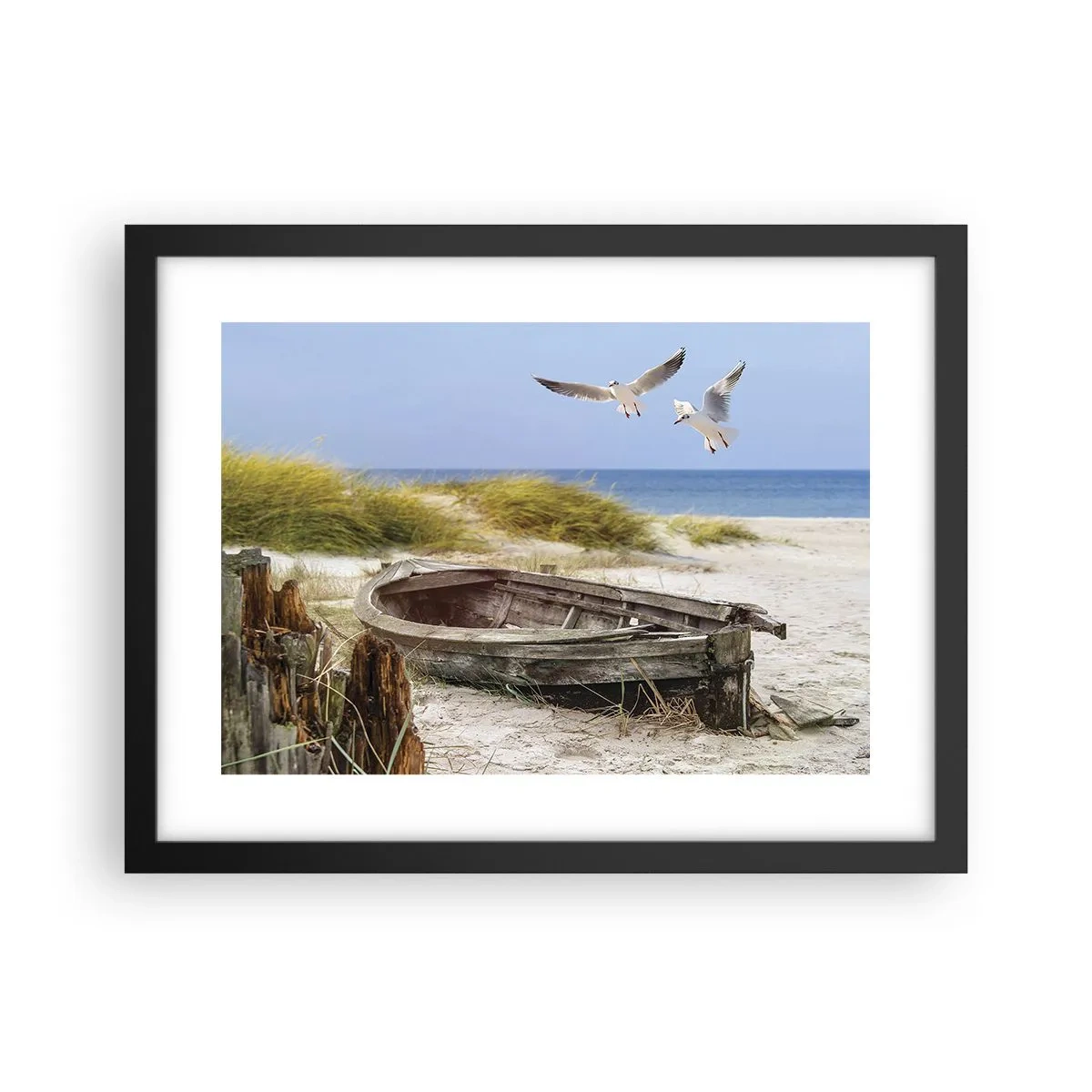 Pôster com moldura preta - Banhado pelo vento - 40x30 cm