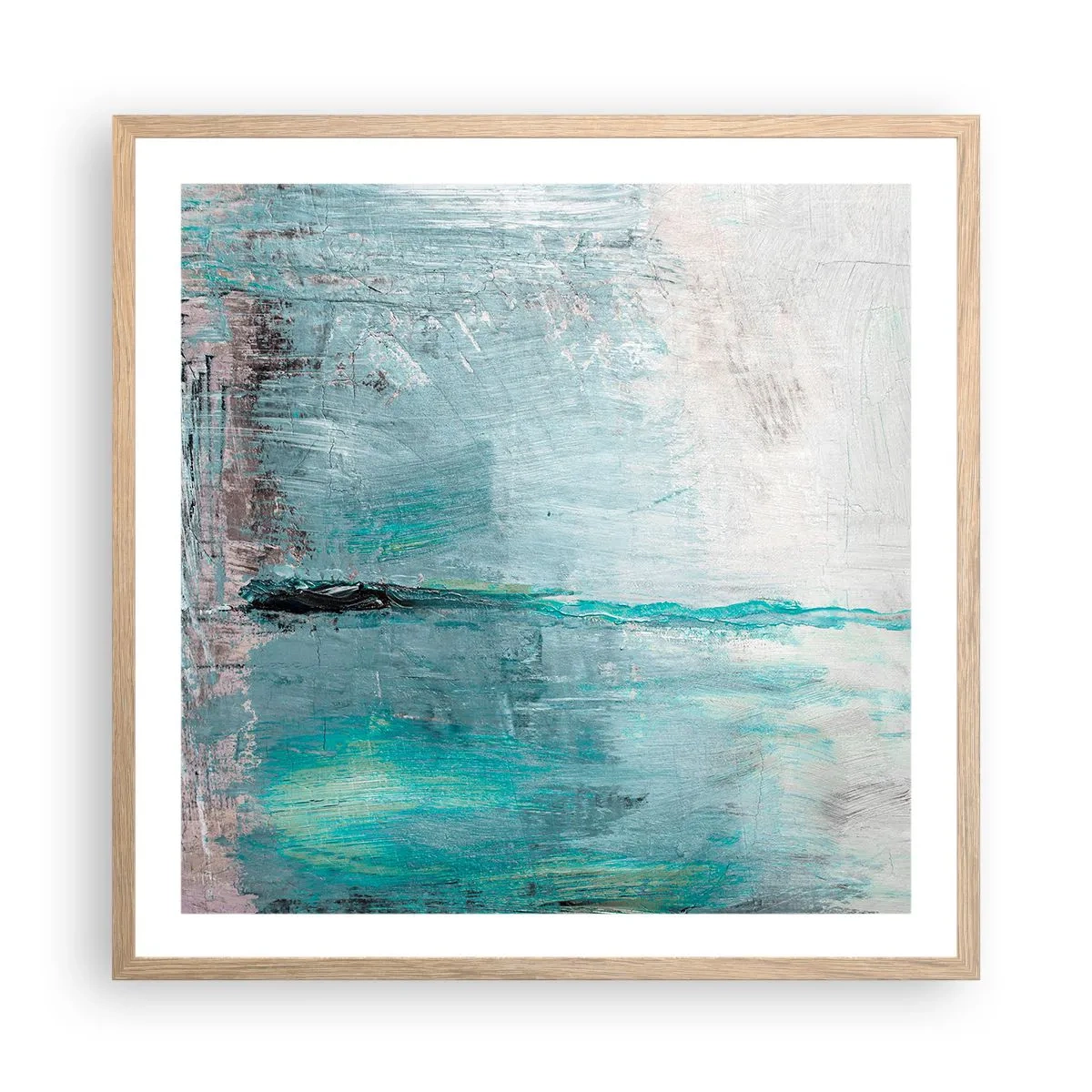 Pôster com moldura de carvalho claro - Horizontalmente em azul - 60x60 cm