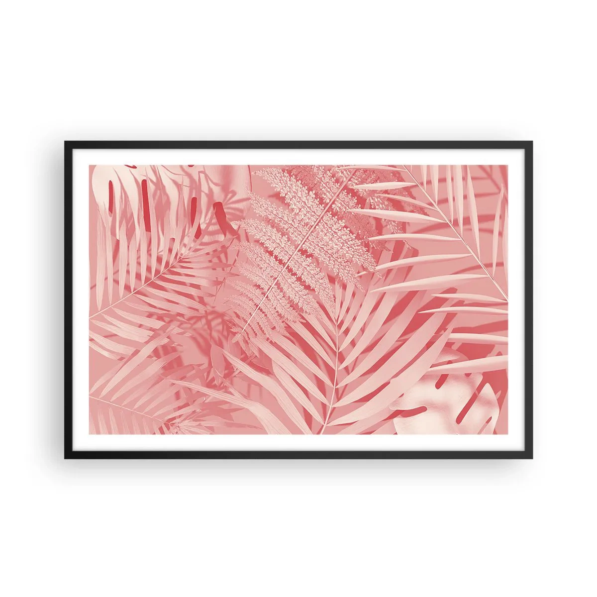 Pôster com moldura preta - Conceito cor-de-rosa - 91x61 cm