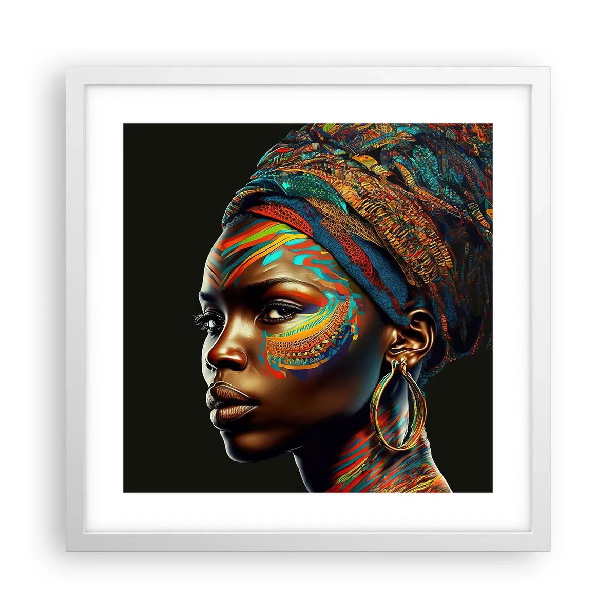 Pôster em moldura branca - Rainha africana - 40x40 cm