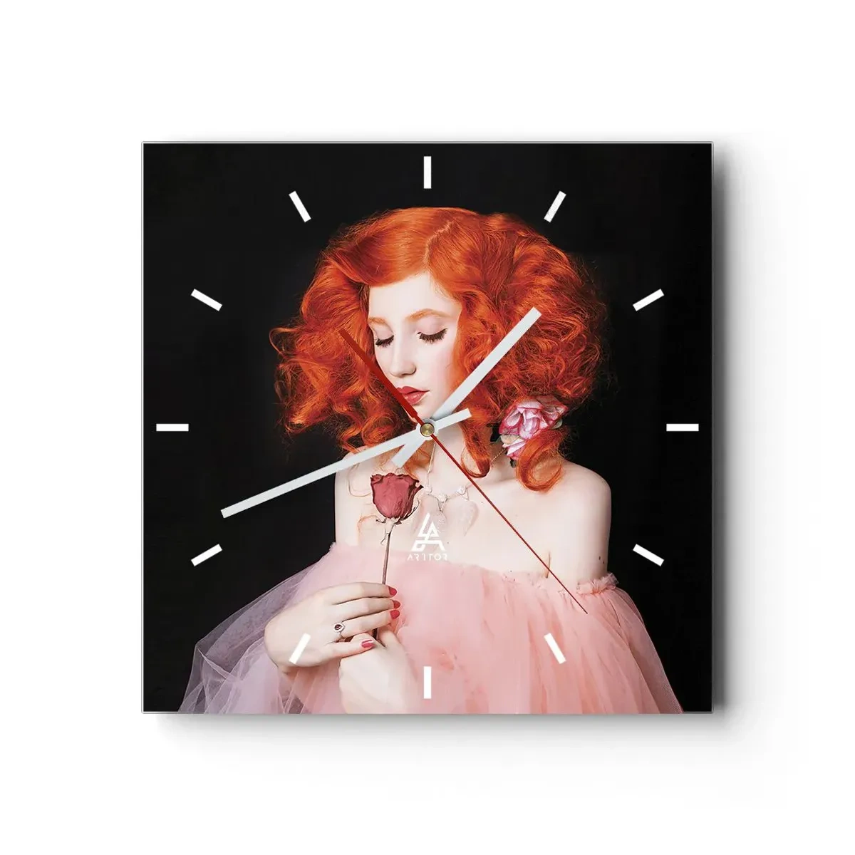 Relógio de parede - Relógio em vidro - Em estilo barroco - 40x40 cm