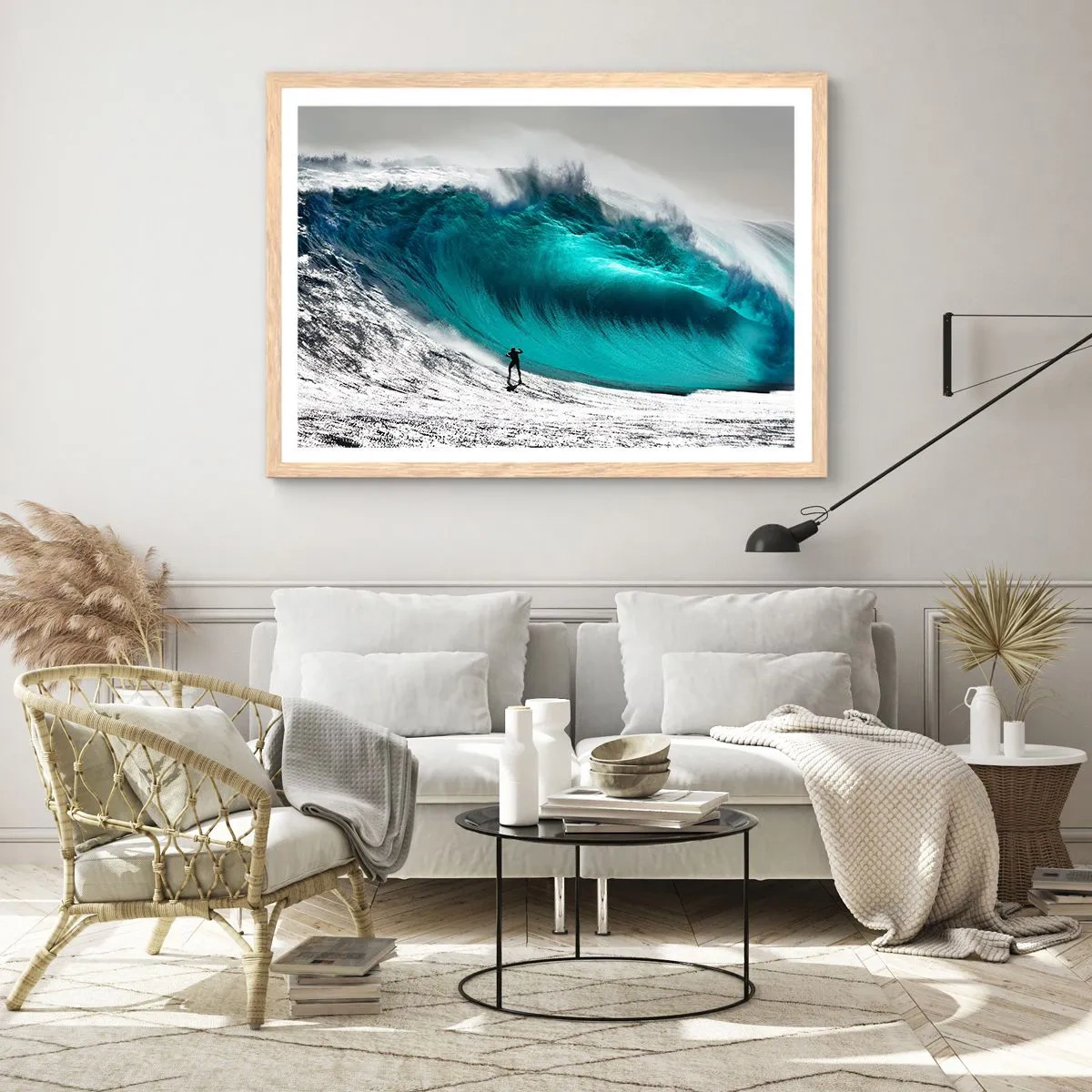 Pôster com moldura de carvalho claro - Desafio aceite - 70x50 cm