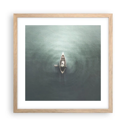 Pôster com moldura de carvalho claro - Através do lago da lua - 40x40 cm