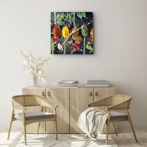 Relógio de parede - Relógio em vidro - Magia culinária - 30x30 cm