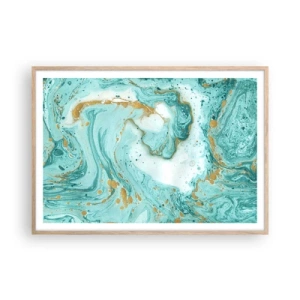 Pôster com moldura de carvalho claro - Sob a grande onda do período Edo - 100x70 cm