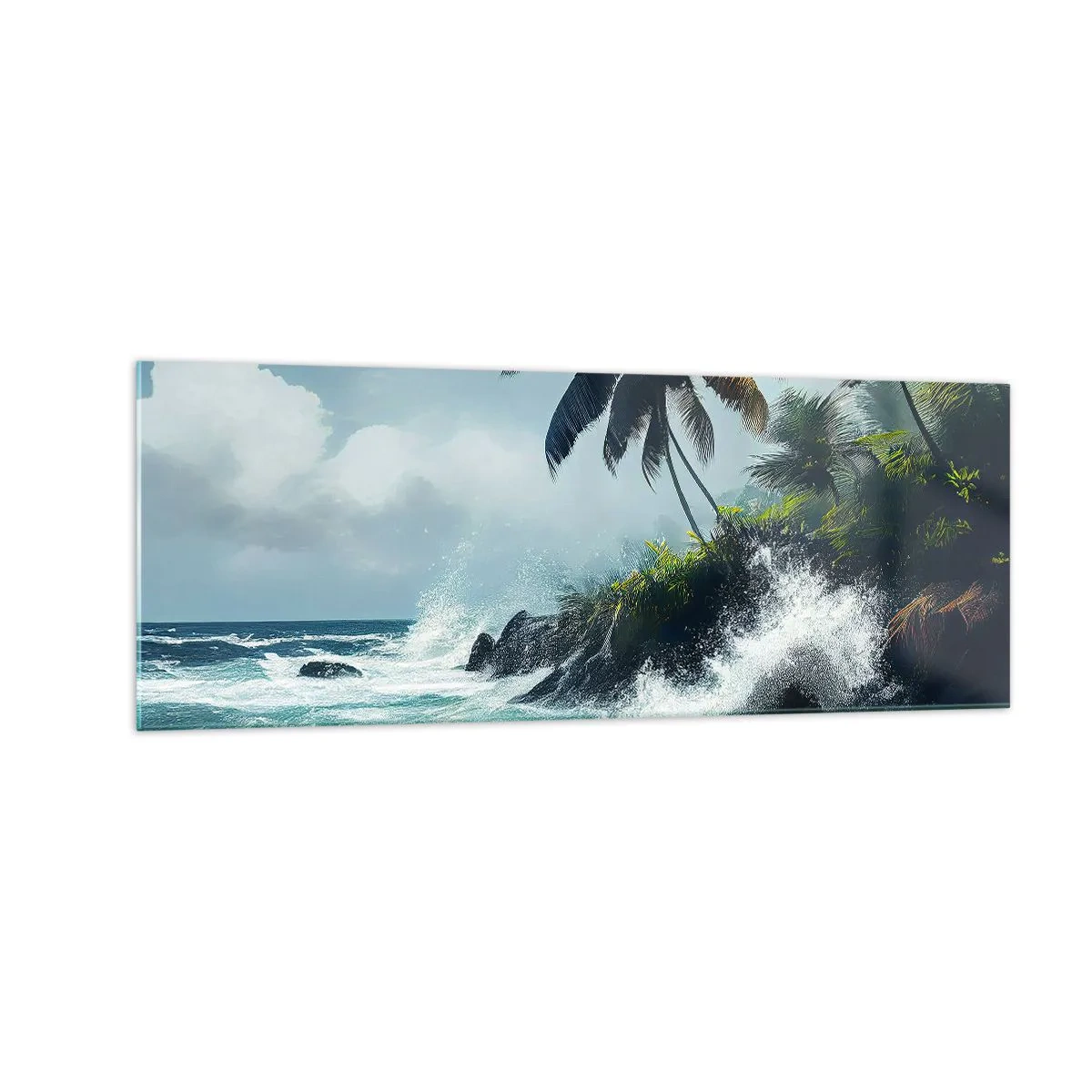 Quadro em vidro - Em uma costa tropical - 140x50 cm