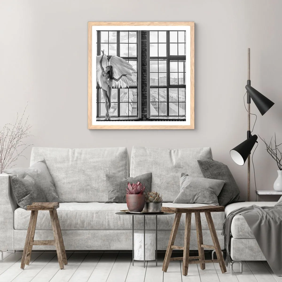 Pôster com moldura de carvalho claro - Cidade dos Anjos? - 30x30 cm