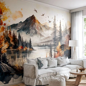 Papel de Parede Premium Sand - Outono dourado nas montanhas - Natureza, Visualizar, Montanhas - 400x280 cm
