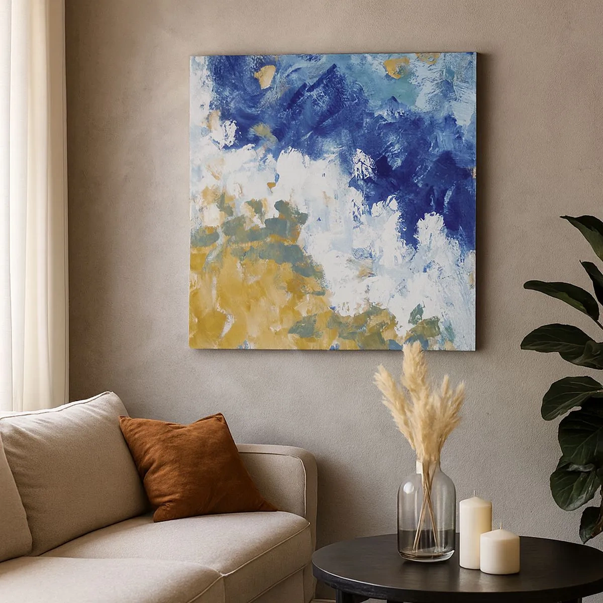 Quadro em tela - Dança dos elementos - 30x30 cm