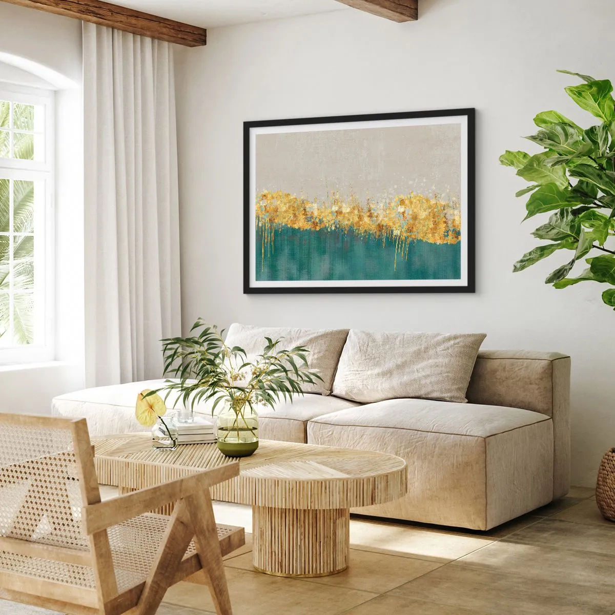 Pôster com moldura preta - A fronteira dourada - 50x40 cm