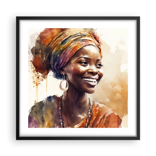 Pôster com moldura preta - Rainha africana - 50x50 cm