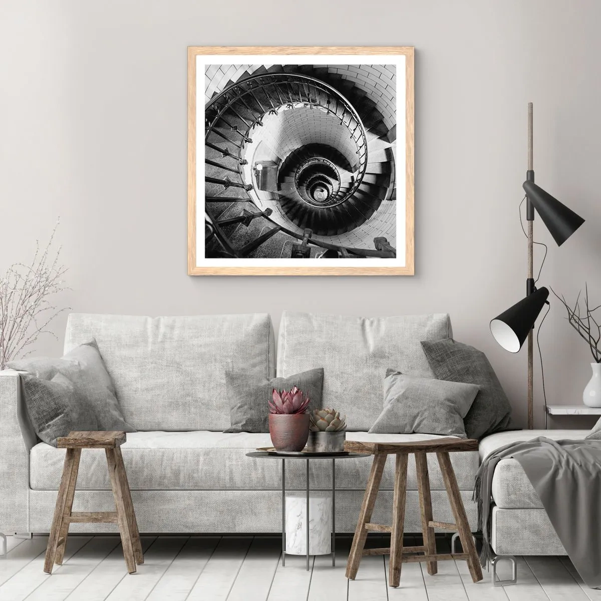 Pôster com moldura de carvalho claro - Cada vez mais alto - 40x40 cm