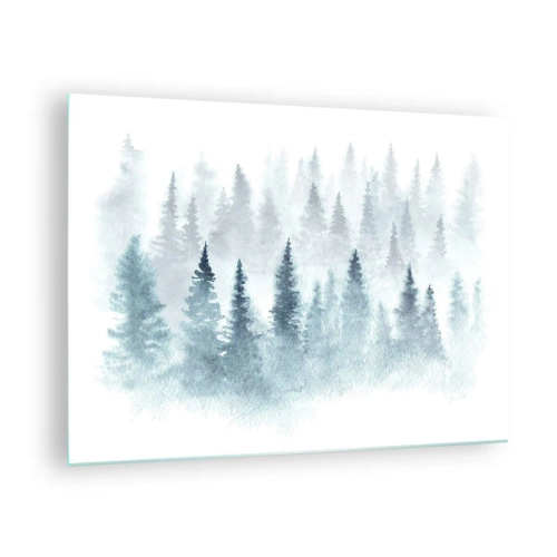 Quadro em vidro - Floresta de bambu envolta em neblina - 70x50cm - Envolto no nevoeiro - Decoração de parede moderna para a sala de estar e quarto ARTTOR