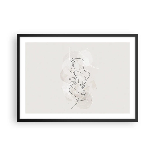 Pôster com moldura preta - Emaranhados num abraço - 70x50 cm