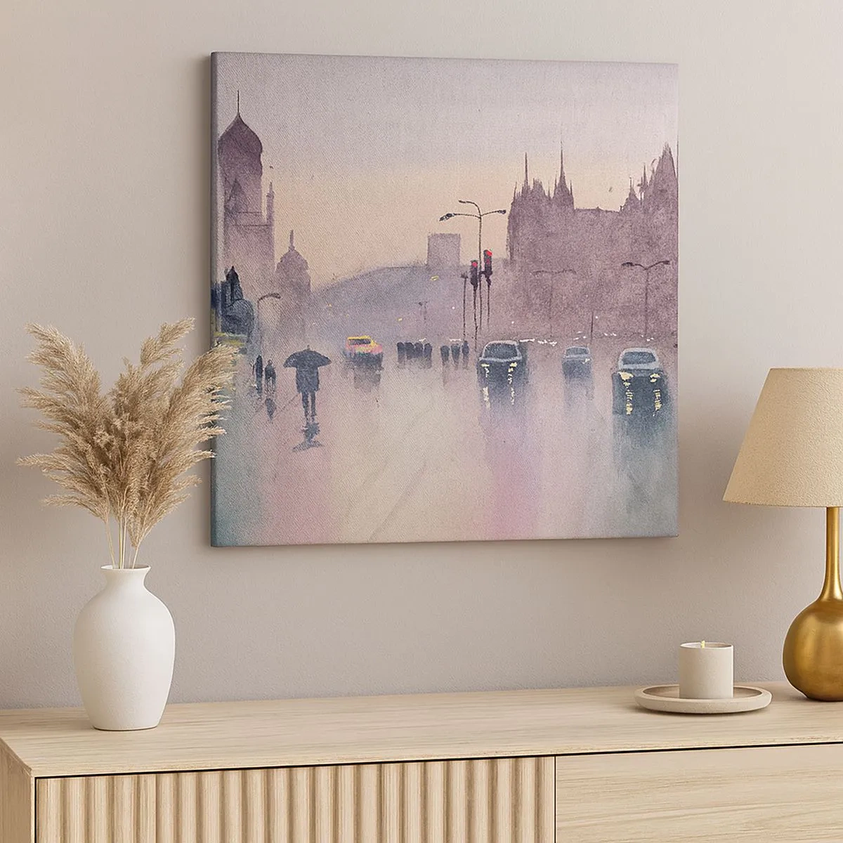 Quadro em tela - Na névoa chuvosa - 30x30 cm