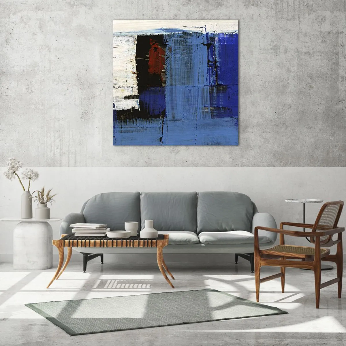 Quadro em vidro - O segredo do azul - 70x70 cm
