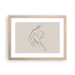 Pôster com moldura de carvalho claro - Esboço íntimo - 40x30 cm